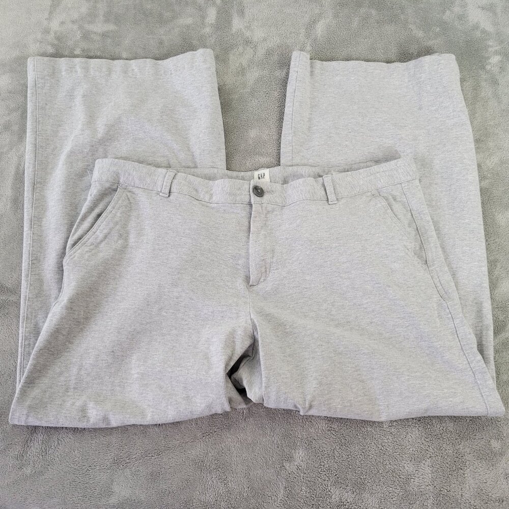 Gap Women Pants 18 Wide Leg Cropped Gray Elastic Waist Pockets Comfort GRA83E